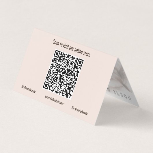 QR-Code für Pferde: geklappte Visitenkarte Visitenkarten (Rückseite)