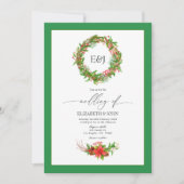 QR-Code für Poinsettia & Pine Christmas Wedding Ch Einladung (Vorderseite)