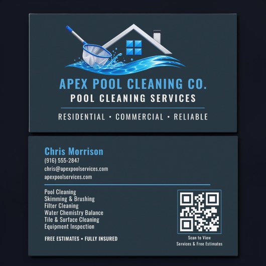 QR-Code für Poolreinigung - Professionelle Dienstl Visitenkarte