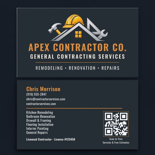 QR-Code für professionelle Bauunternehmer Visitenkarte
