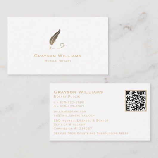 QR-Code für Quill Mobile Notary Visitenkarte (Vorne/Hinten)