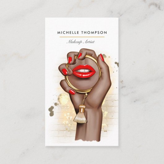 QR-Code für Red and Gold Glam Chic Beauty Industry Visitenkarte (Vorderseite)