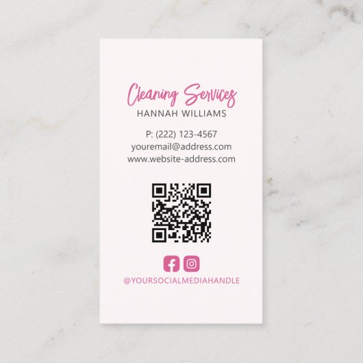 QR-Code für Reinigungsrosa des Hauses Visitenkarte (Rückseite)