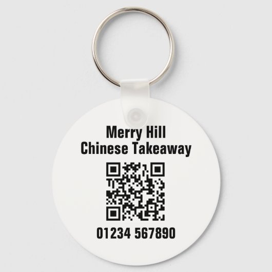 QR-Code für Restaurant-Mitnahme Online-Menü Schlüsselanhänger (Vorderseite)