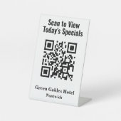 QR-Code für Restaurant Specials Menu Pedestal-Zeic Sockelschild (Vorderseite)