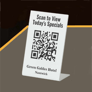 QR-Code für Restaurant Specials Menu Pedestal-Zeic Sockelschild
