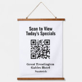 QR-Code für Restaurant Specials Menü Wandteppich Mit Holzrahmen (Vorderseite)