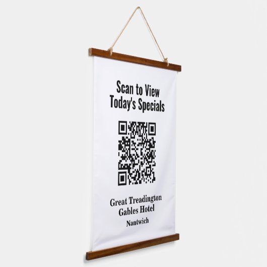 QR-Code für Restaurant Specials Menü Wandteppich Mit Holzrahmen (Gewinkelt)