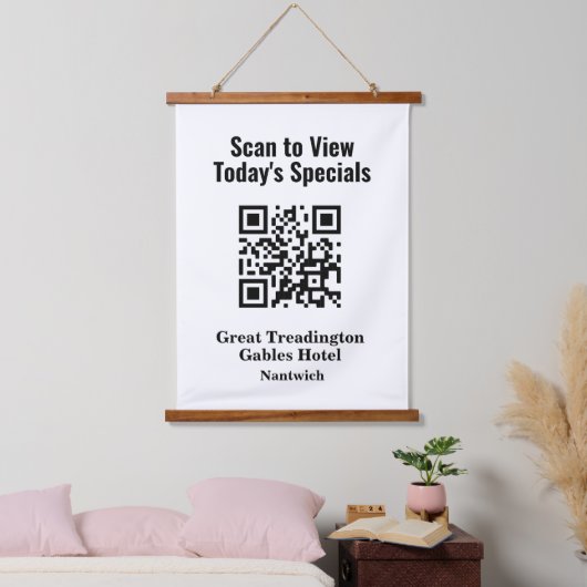 QR-Code für Restaurant Specials Menü Wandteppich Mit Holzrahmen (Schlafzimmer)