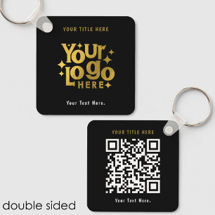 QR-Code für Retro-Business-Logos und Text zweiseit Schlüsselanhänger