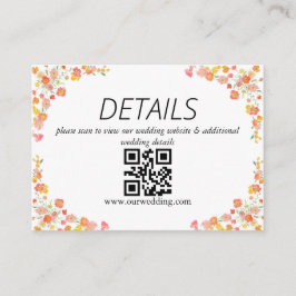 QR-Code für Rosa & Orange Summer Floral Wedding Begleitkarte
