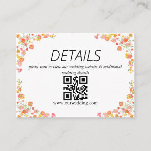 QR-Code für Rosa & Orange Summer Floral Wedding Begleitkarte