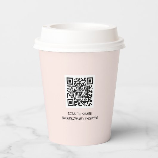 QR-Code für Rosa Simple Heart Business-Logo Pappbecher (Rückseite)