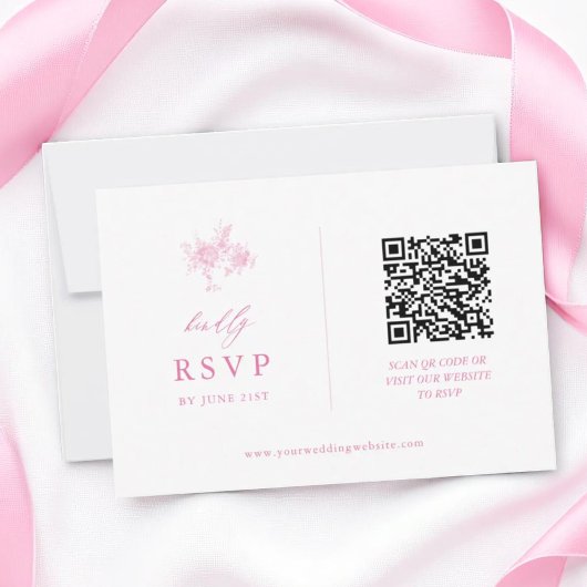 QR-Code für Rosa Toile Floral Wedding RSVP Karte