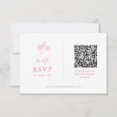QR-Code für Rosa Toile Floral Wedding RSVP Karte (Vorderseite)