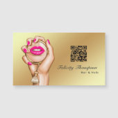 QR-Code für Rosa und Gold-Makeup-Künstler Magnetkarte (Vorderseite)
