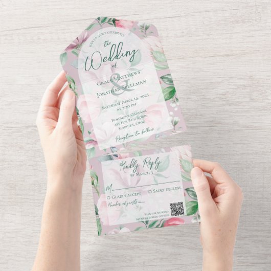 QR-Code für Rosa und grüne Länder All In One Einladung (Abreißen)