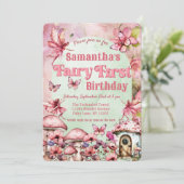 QR-Code für Rosa und grüne Mäuse am ersten Geburts Einladung (Stehend Vorderseite)