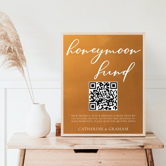QR-Code für Rustic Gold Wedding Honeymoon Poster