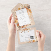 QR-Code für Rustikal-Boho Fall Peach & Rust-Floral All In One Einladung (Abreißen)