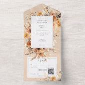 QR-Code für Rustikal-Boho Fall Peach & Rust-Floral All In One Einladung (Innen Boden)