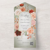 QR-Code für Rustikal Boho Rust & Peach Floral Arch All In One Einladung (Innen Boden)