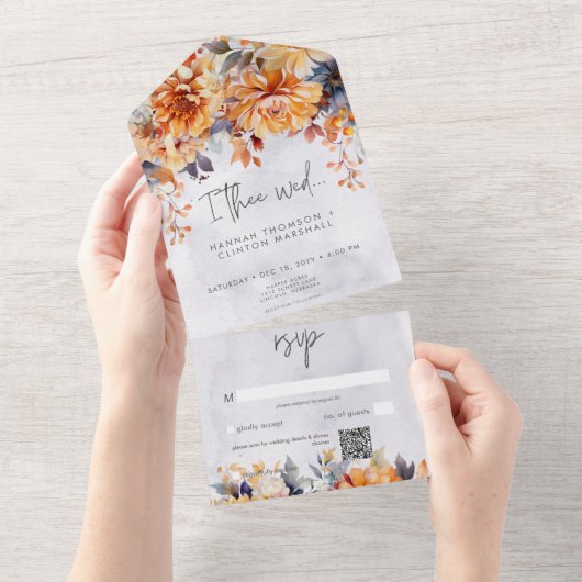 QR-Code für Rustikale Hochzeiten und Zusammenstöße All In One Einladung (Abreißen)