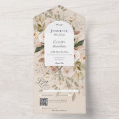 QR-Code für rustikale neutrale Tan- und Cremflora All In One Einladung (Innen Boden)