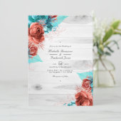 QR-Code für rustikale Türkis- und Korallenflora-Ho Einladung (Stehend Vorderseite)