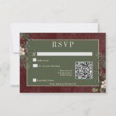 QR-Code für rustikale Winterfrüchte & Pine Burgund RSVP Karte (Vorderseite)