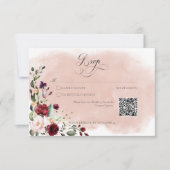 QR-Code für rustikales Burgund und Rosa Rose RSVP Karte (Vorderseite)