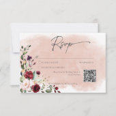 QR-Code für rustikales Burgund und Rosa Rose RSVP Karte (Vorderseite)
