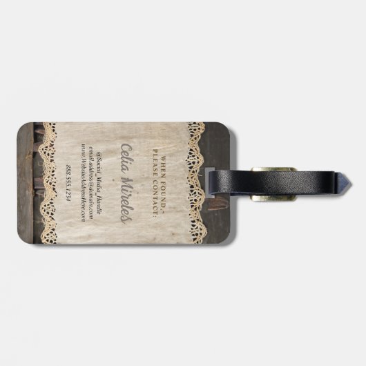 QR-Code für rustikales Charm Burlap & Lace Stall Gepäckanhänger (Rückseite horizontal)