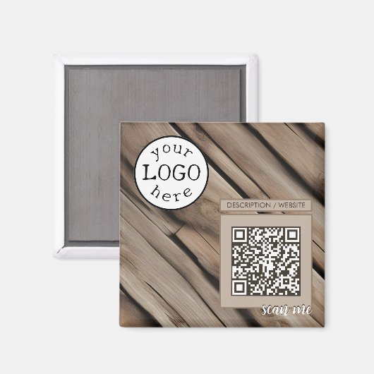 QR-Code für rustikales Holz in Unternehmen Magnet (Vorderseite/Rückseite)