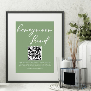 QR-Code für Sage Green Wedding Honeymoon Poster