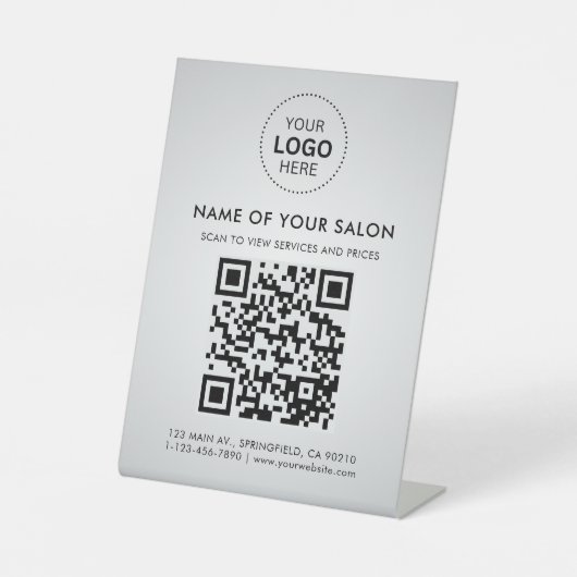 QR-Code für Salon Business und Logo Sockelschild (Vorderseite)