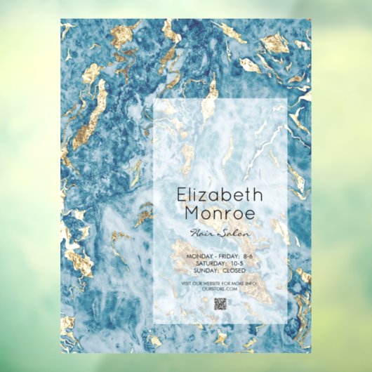 QR-Code für Salon mit blauem Goldmarmor Fensteraufkleber (Blatt 3)