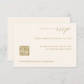 QR-Code für sanfte romantische Creme und Gold-Hoch RSVP Karte (Vorne/Hinten)