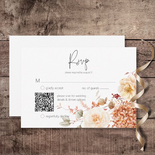 QR-Code für scharfer Fall Rust & Blush Boho RSVP Karte