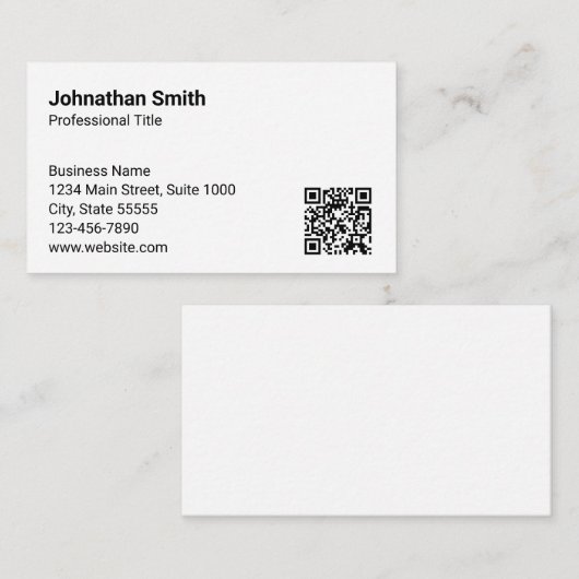 QR-Code für Schlichtes weißes Design Visitenkarte (Vorne/Hinten)