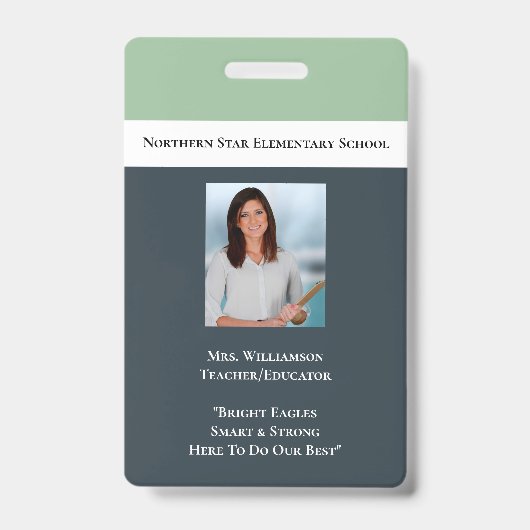 QR-Code für Schulmitarbeiter Mitarbeiter-Foto-ID L Ausweis (Vorderseite)