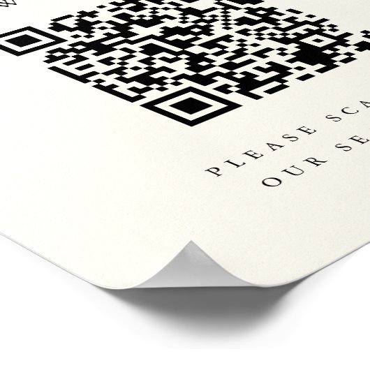 QR-Code für Schwarz-Ecru-Monogramm-Hochzeitszeiche Poster (Ecke)