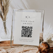 QR-Code für Schwarz-Ecru-Monogramm-Hochzeitszeiche Poster