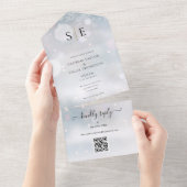 QR-Code für Schwarz-Gold-Monogramm-Winter-Hochzeit All In One Einladung (Abreißen)