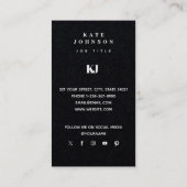 QR-Code für Schwarz-Modern-Solid-Monogramm-Initial Visitenkarte (Rückseite)