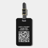 QR-Code für Schwarz und Weiß Gepäckanhänger (Vorderseite vertikal)