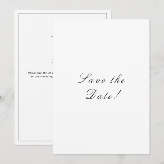 QR-Code für Schwarz und Weiß Save The Date (Vorne/Hinten)