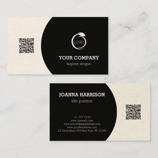 QR-Code für Schwarz und Weiß Visitenkarte (Vorne/Hinten)