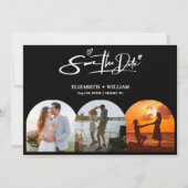 QR-Code für Schwarz-Weiß-Foto Elegante Hochzeit Save The Date (Vorderseite)