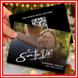 QR-Code für Schwarz-Weiß-Foto Elegante Hochzeit Save The Date